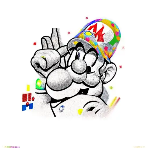 Mario Bross A Color Fumando Marihuana