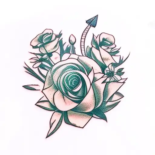 Flowers With Paper Airplane Spine Tattoo Outdoors Hiking