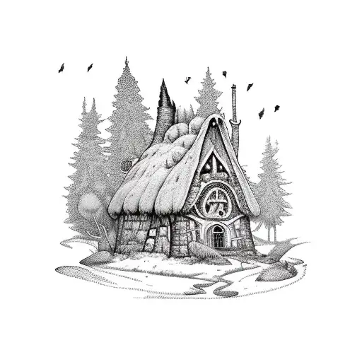 A Mystical Forest With A Hidden Witch's Cottage