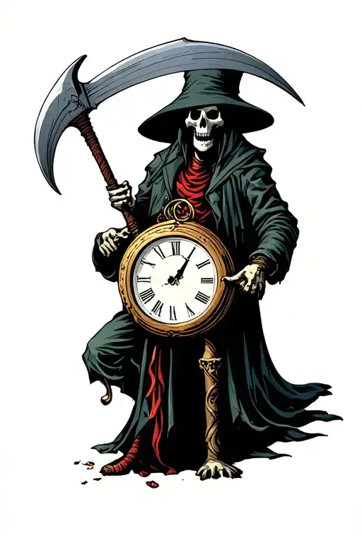 Death With A Scythe With A Clock