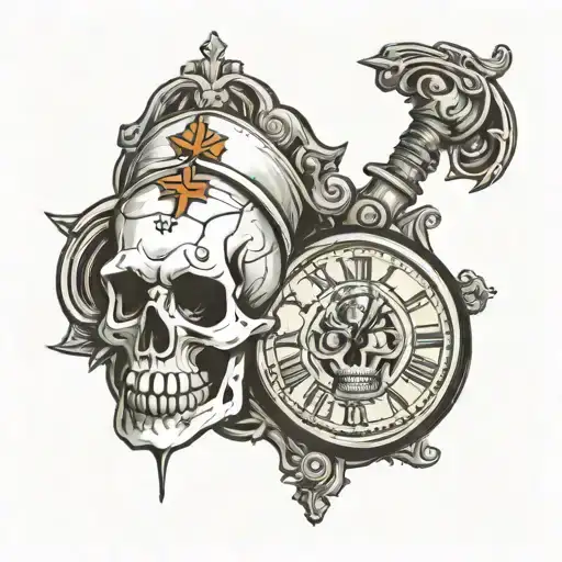 Skull And Nurse Clock