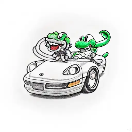 Yoshi In A Car