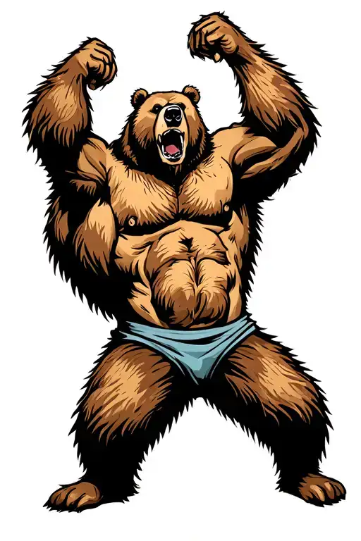 Bear Fighting Man Standing