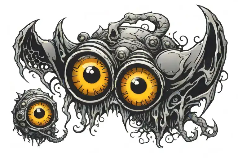 Tattoo With Many Creepy Eyes Horror