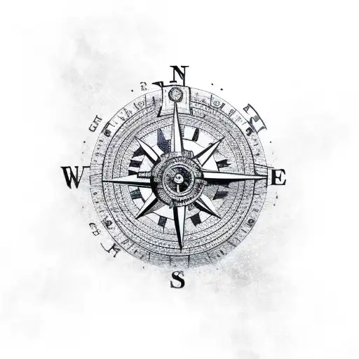 A Steampunk-inspired Barge With A Compass On The Background