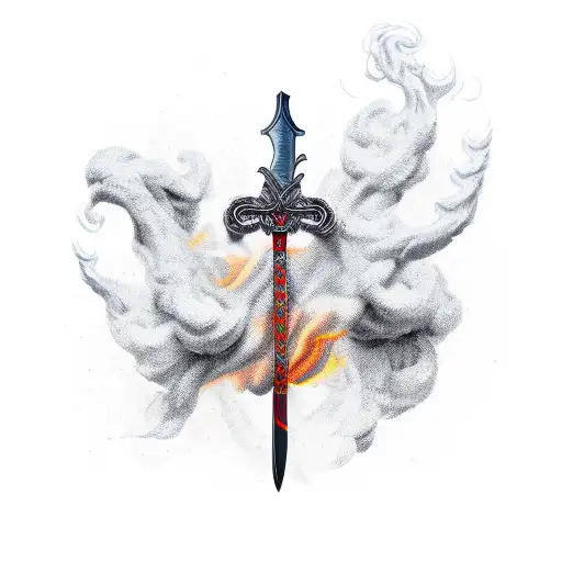 Sword Covered In Smoke