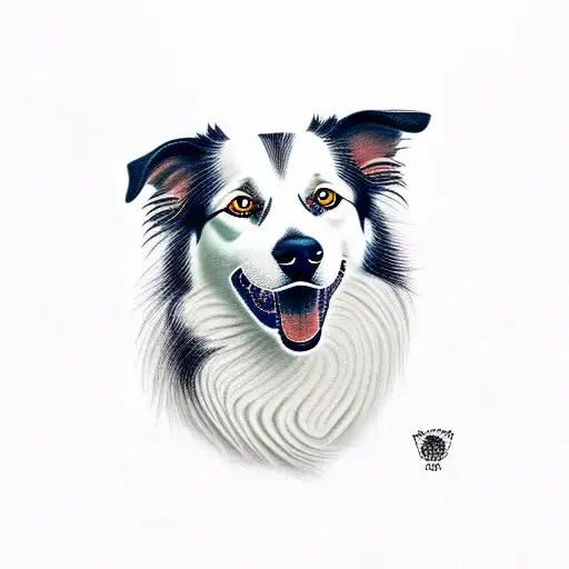 Dog Looking Like A Border Collie With All Face White And The Ears Black