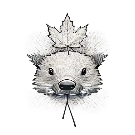 Beaver With Maple Leaf