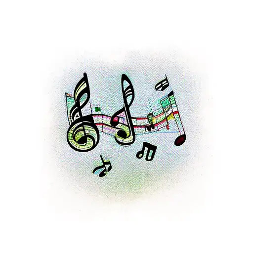 Music Notes Pertruding From A House