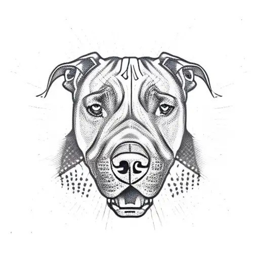 Outline Of An Angry Pit Bull Wearing A Spiked Choker