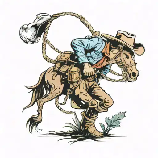 Cowboy Watering A Little Tree That Got A Rope On His Neck