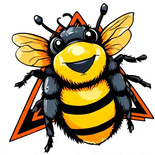 Side On Cartoon Bumblebee With Triangle Surrounding It