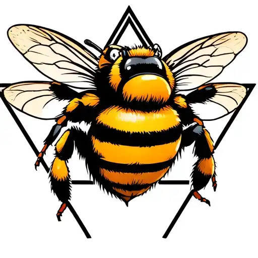 Fat Side On Cartoon Bumblebee With Triangle Surrounding It