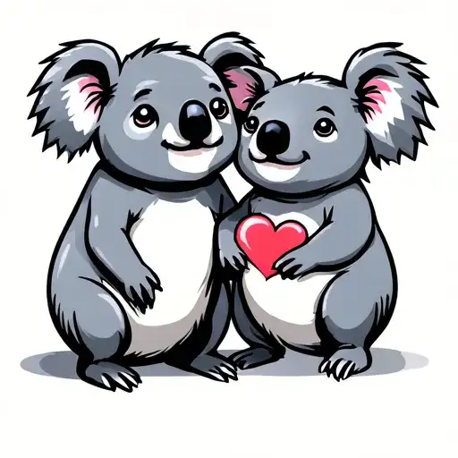 A Cute Koala And A Cute Wombat In Love