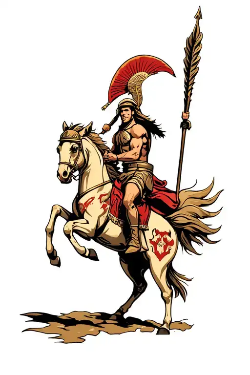 Spartan Warrior Riding Pegasus