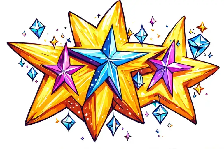 Trailing Shooting Stars With And Diamonds Sparkles With Space