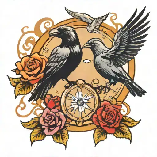 Rosses And Crow Flying