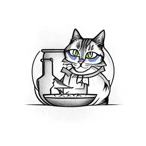 A Magical Cat Brewing A Potion In A Cauldron