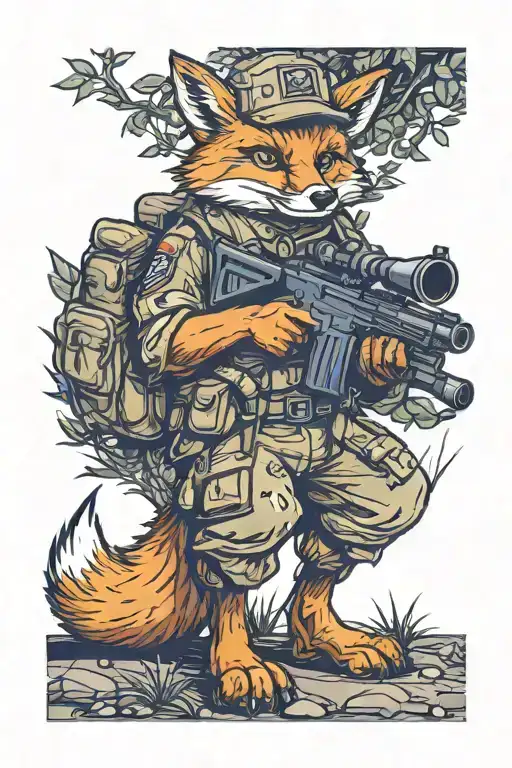 Military Fox Scout With A Machine Gun Sits Under A Tree