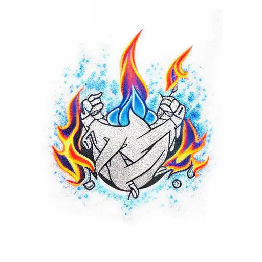 Full Arm Sleeve With Fire An Water