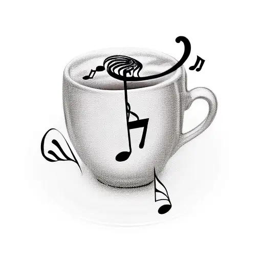 A Coffee Cup With Musical Notes Flowing Out Of It