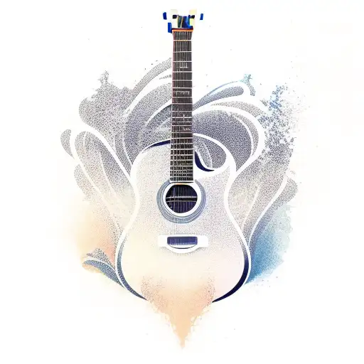 A Guitar With Waves Crashing Around It