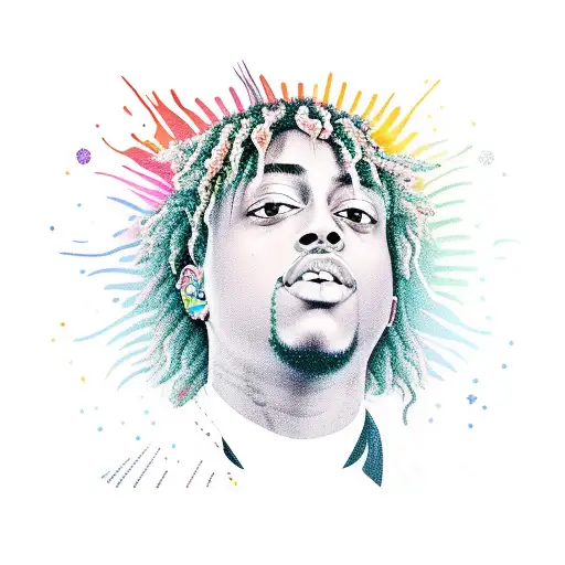 A Vibrant Portrait Of Juice Wrld Surrounded By Music Notes