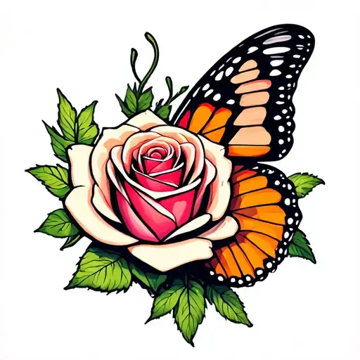 Butterfly Emerging Rose Intertwined