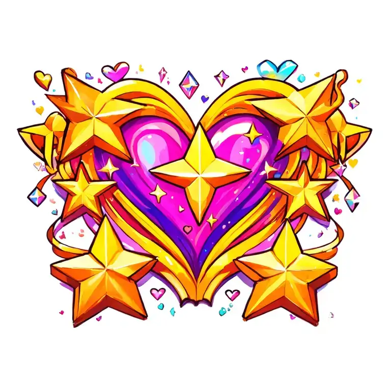 Trailing Shooting Stars With With Hearts And Diamonds Sparkles With