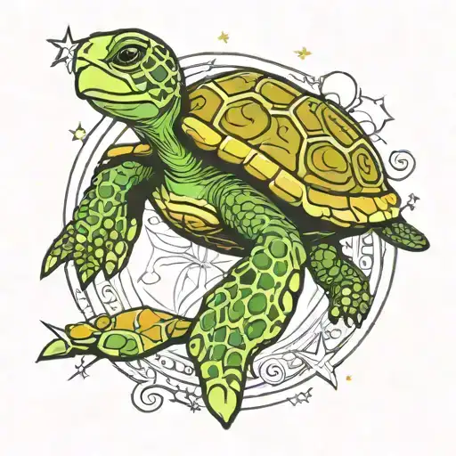 Circle Of Stars With A Turtle