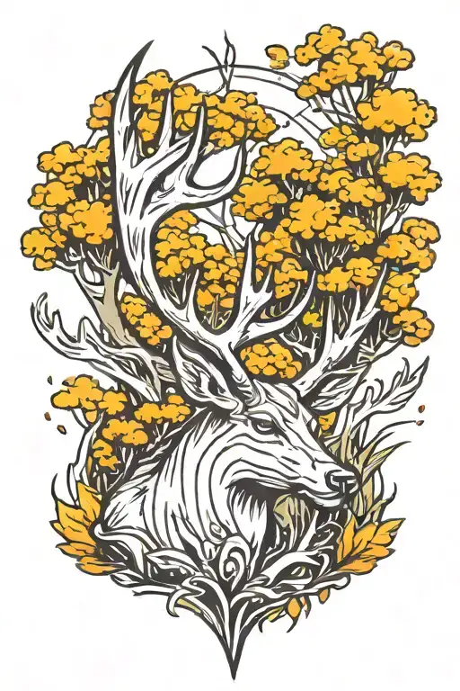 Deer With Trees Background Looking