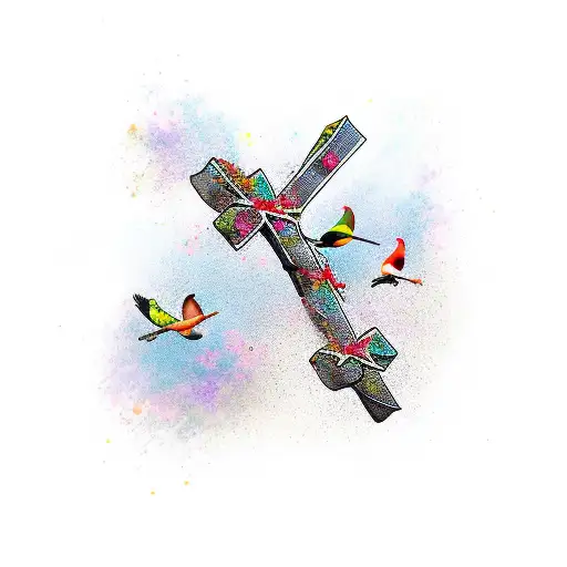 Cross With Bird Sitting On Top