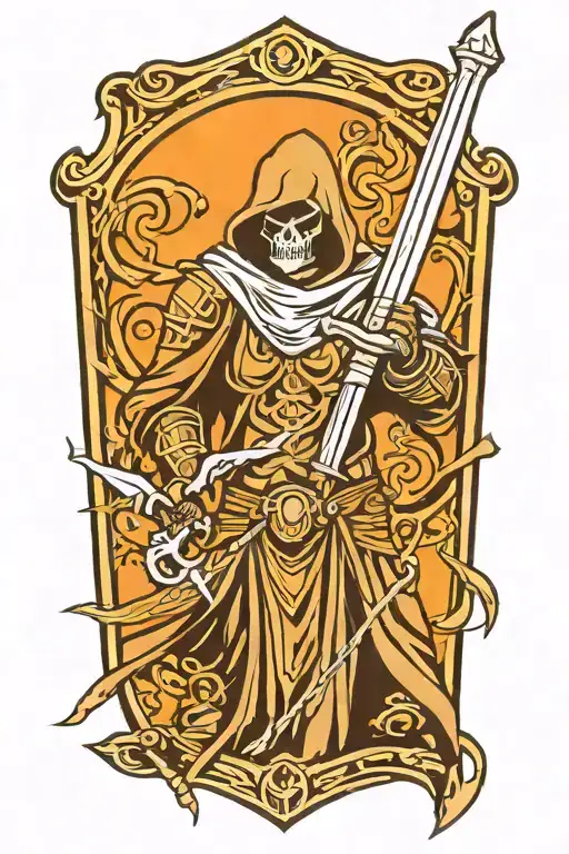 Tribal Reaper Knight Holding A Sword