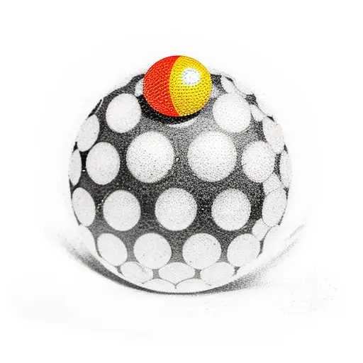 A Pool Ball Breaking Through A Golf Ball