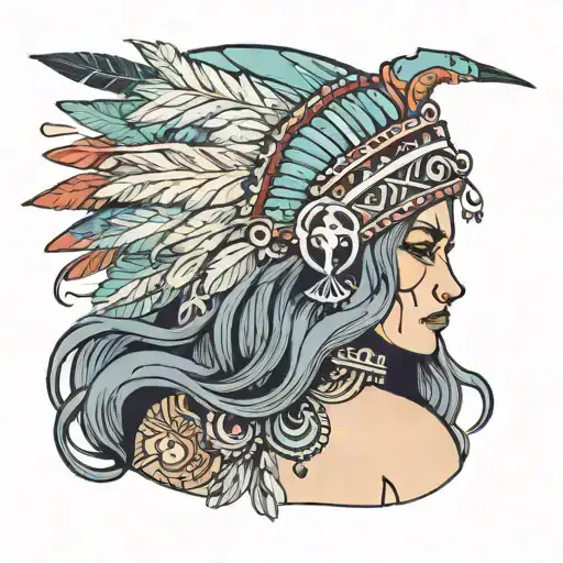 Wife In Headdress Being Worn