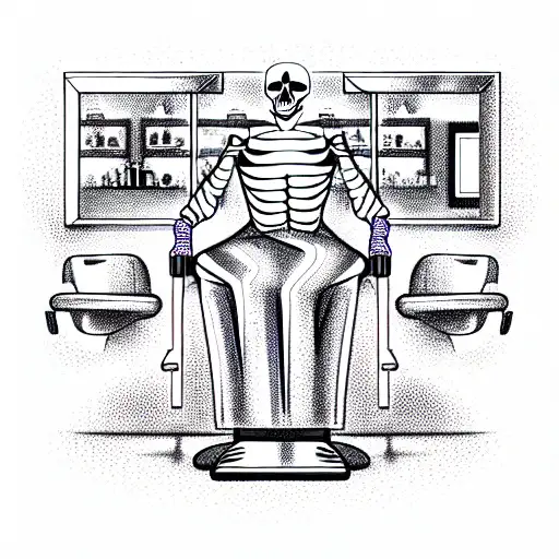 Barbershop Skeleton Colorful