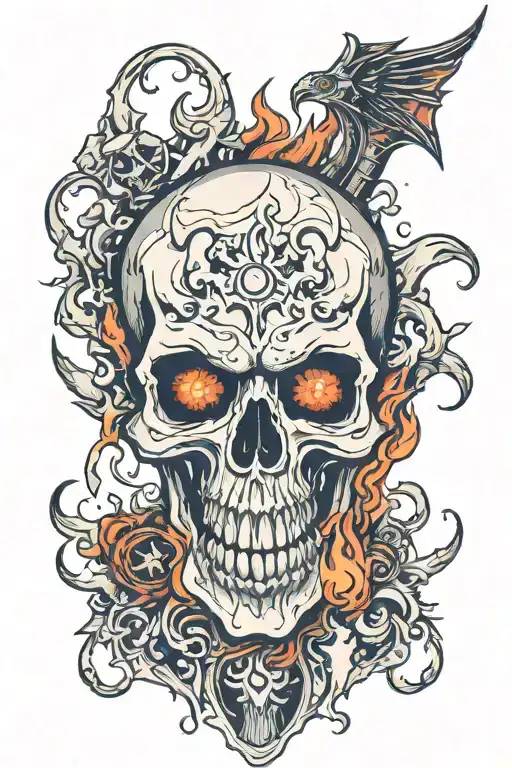 Fire Rising Scull Red Eyes