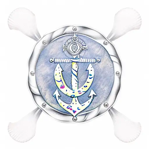 Blonde Mermaid Scallop Shell Nautical Anchor Pirate Wheel