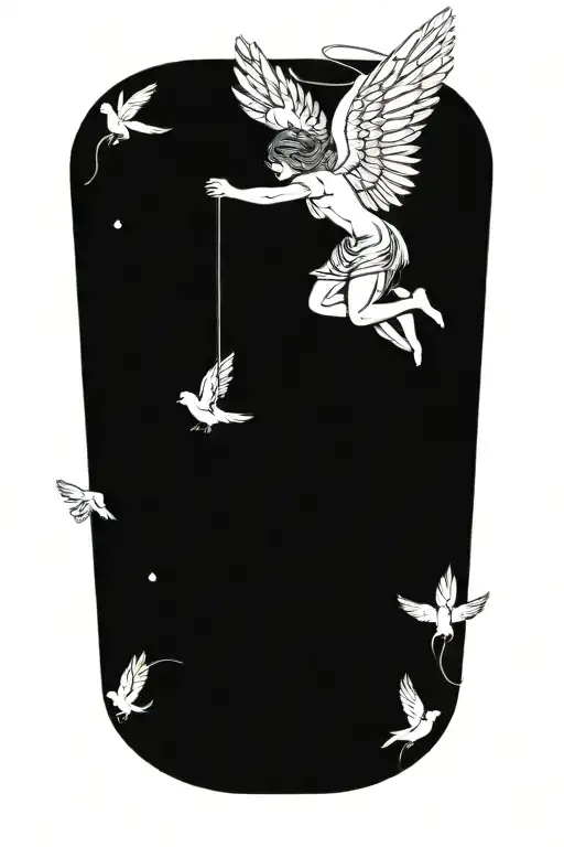 Icarus Flying And Falling Angel With Feathers