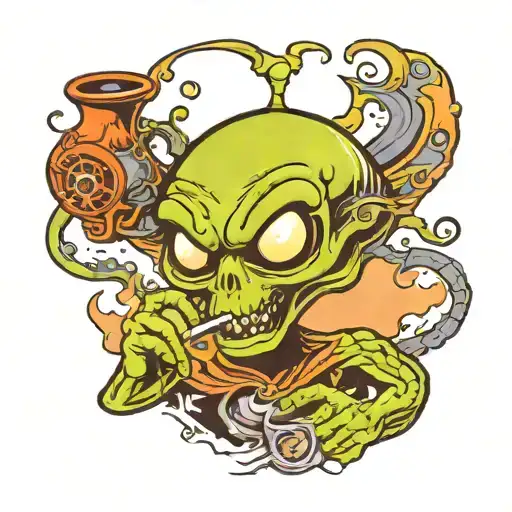 Alien Smoking A Pipe