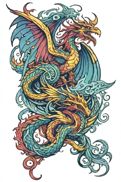A Dragon And A Phoenix Colorful