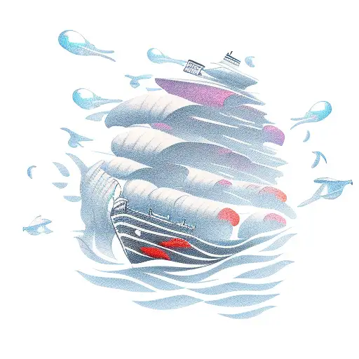 Boat With 4 Motors In The Ocean