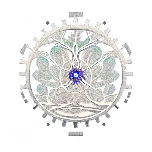 An Intricate Tree Of Life With Clockwork Gears Inside
