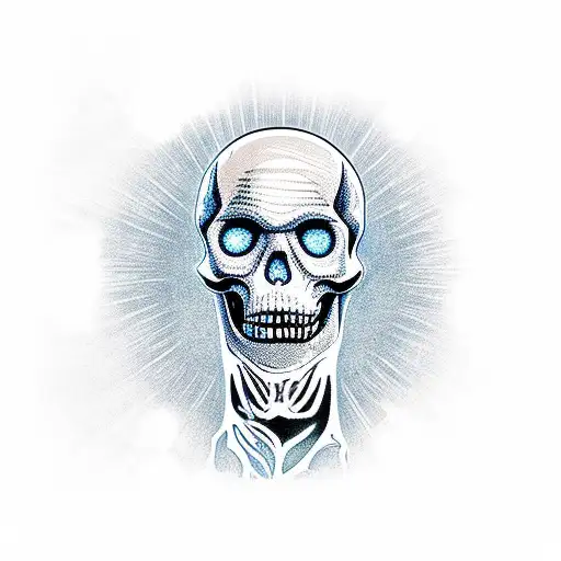 Skeleton Holding The Eye Of Sauron From Lord Of The Rings Between Its Thumb And Pointer Finger