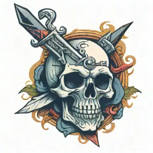 Skull And Dagger Intertwined
