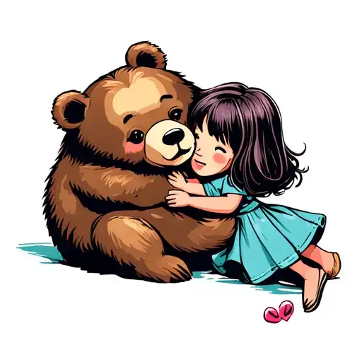 Bear Hugging A Little Girl
