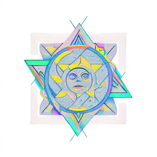 Abstract Geometric Design Incorporating Elements Of Finance And The Sun