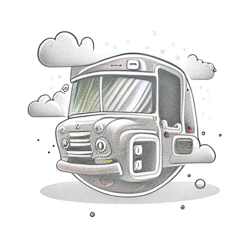 Cartoon Style Tattoo Of A Small Red 4X4