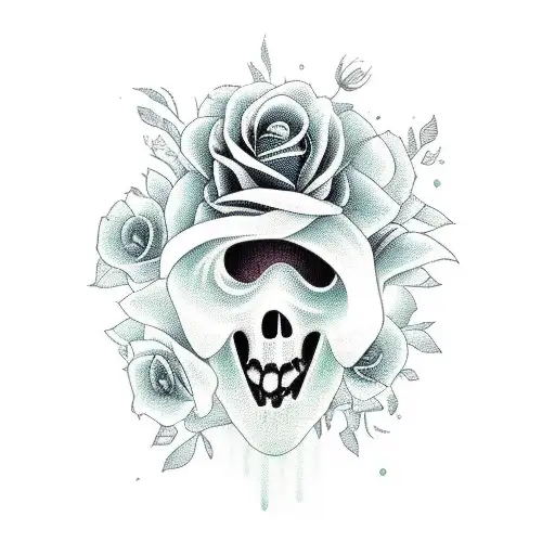 Simple Ghost With Flowers In Color