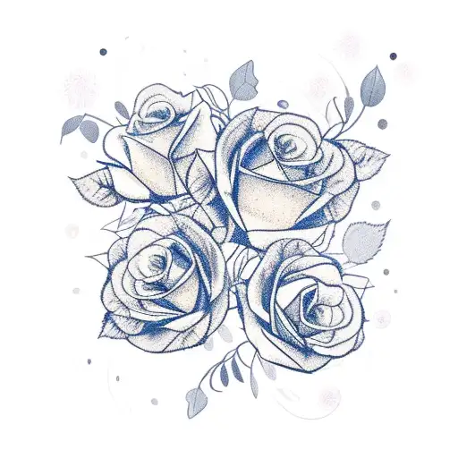 Femenine Fox With White Roses And Begonias